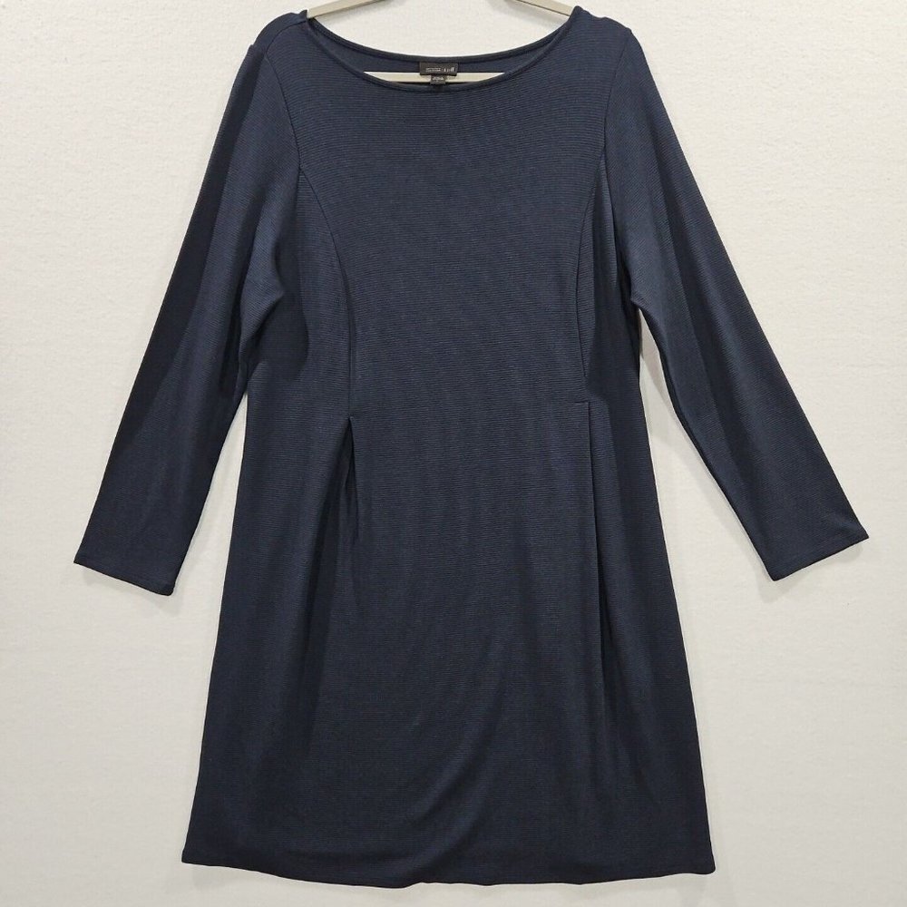 J. Jill Wearever Womens Large Navy Blue Long Sleeve Stretch‎ Ribbed Dress